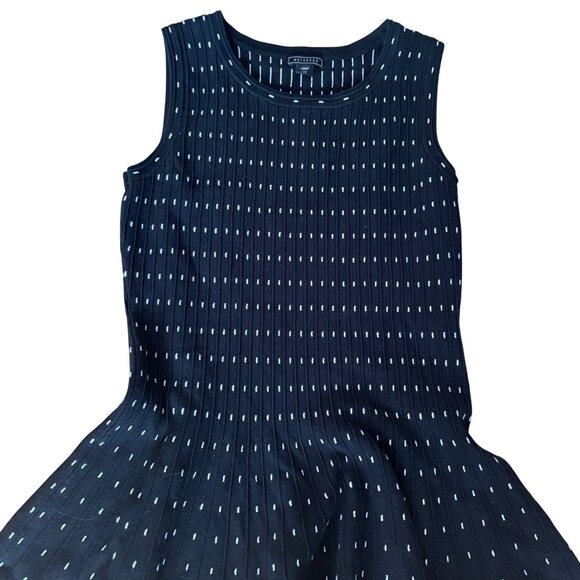 Metaphor Black Sleeveless Knit Dress Stretch Fit Flare Size Large White Eco - Picture 7 of 8